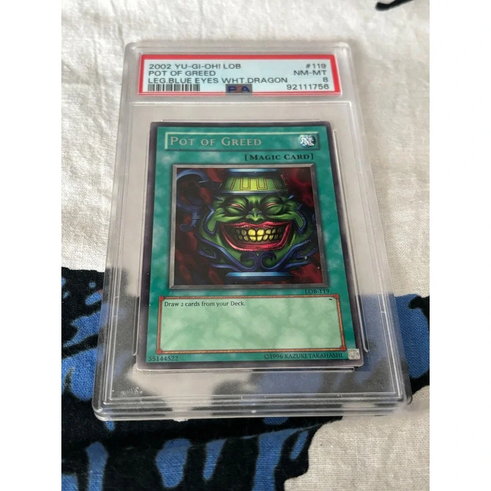 2002 Yu-Gi-Oh LOB Pot of Greed LOB-119 PSA 8 NM-MT Super Rare Magic Card